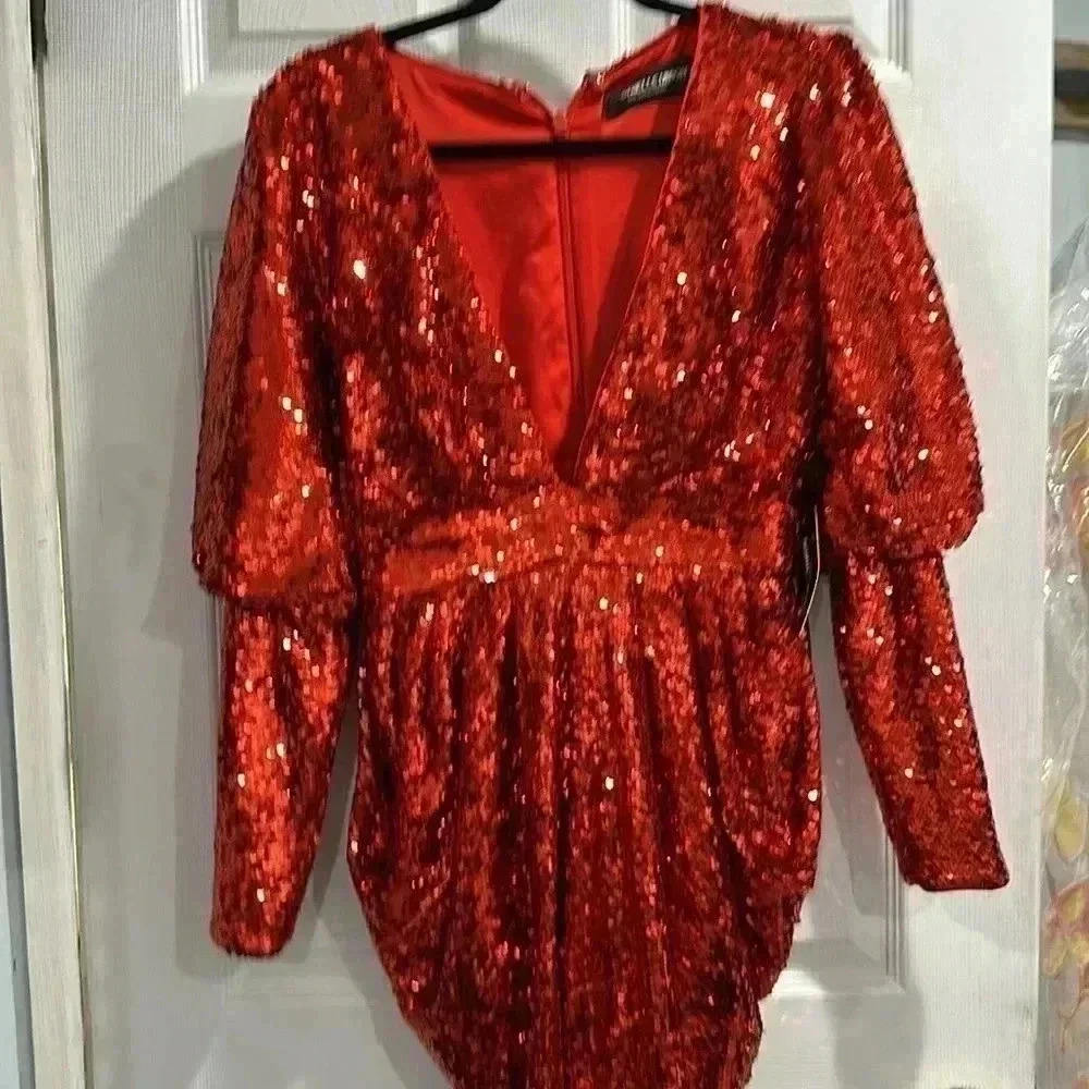 New York and Co Gabrielle Union red sequence dress size extra small - Picture 2 of 6